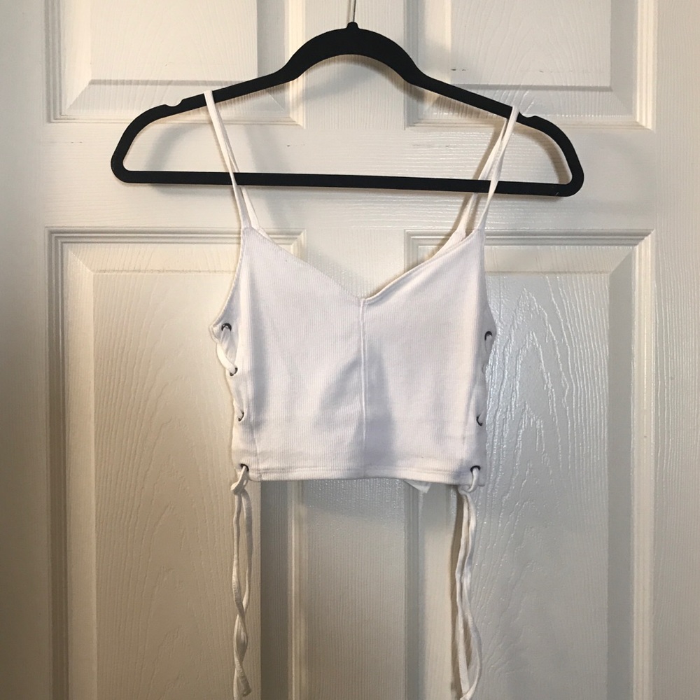 Lace Up White Crop Top Tank